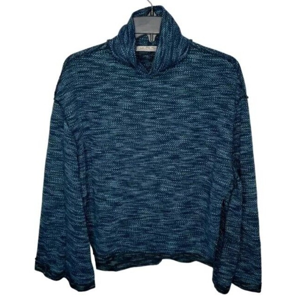 Free People Crop Top Woman Small Blue Sunny Days Stretch Turtleneck MRSP $98.00